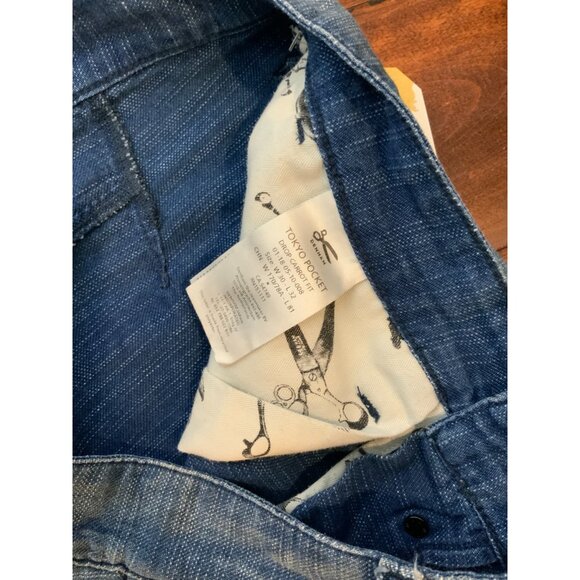 Denham Men's Tokyo Drop Carrot Fit Patched Blue Jeans, Size 30 - Picture 6 of 9